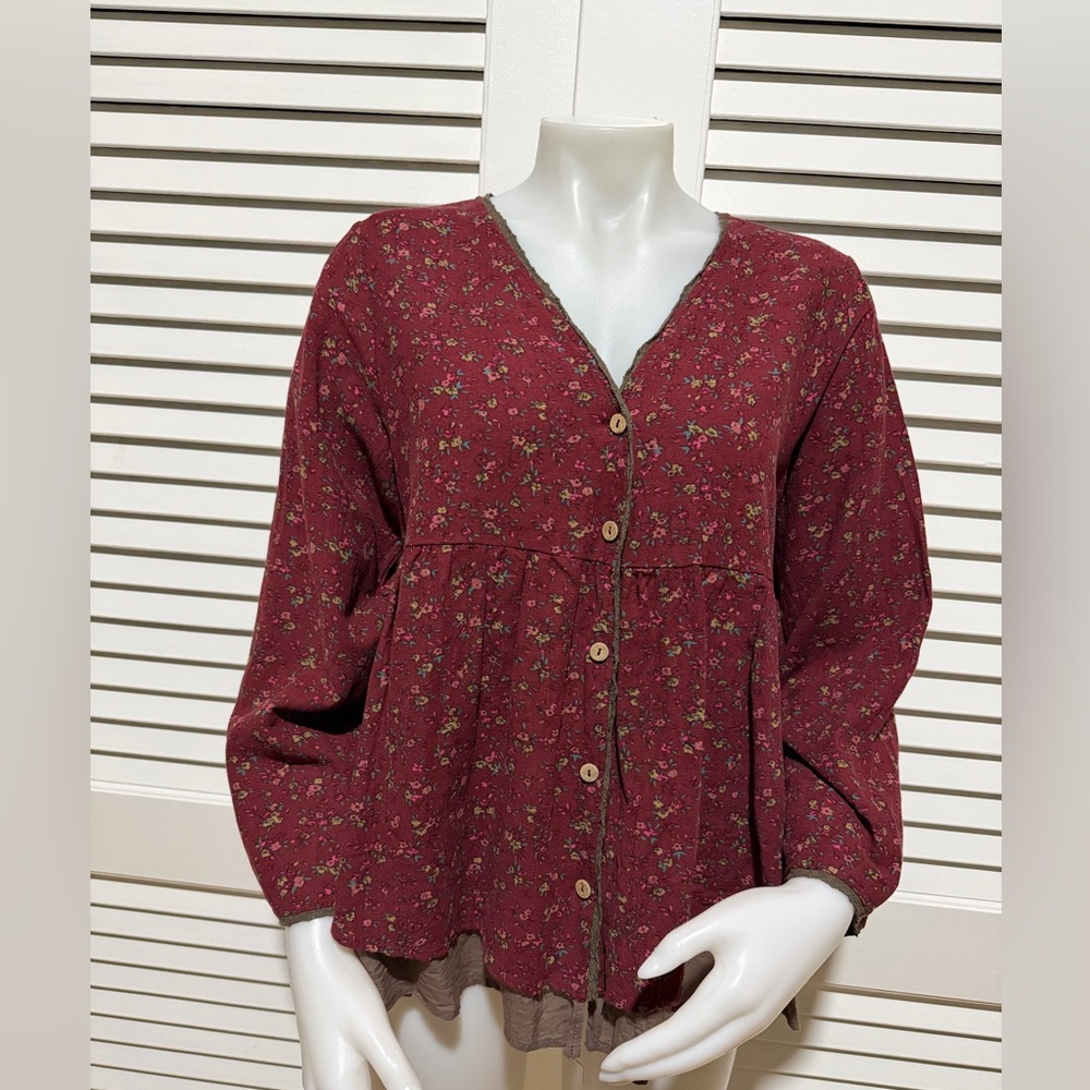 Boho Floral Layered Top/Cardigan – One Size - Picture 2 of 4